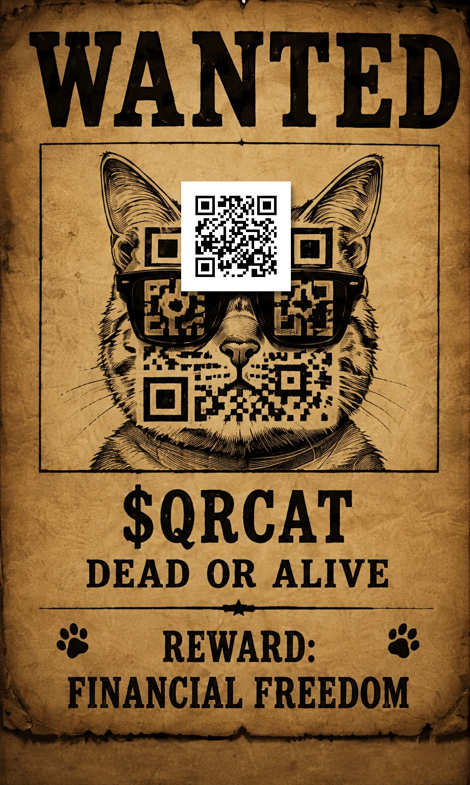Wanted QR Cat poster